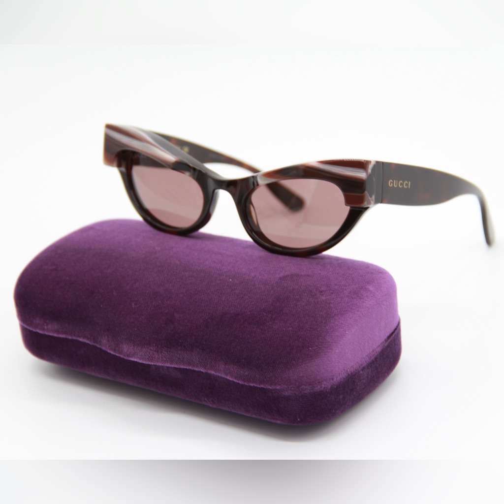 New Gucci Gg1167s 002 Women Cat Eye Brown Sunglasses